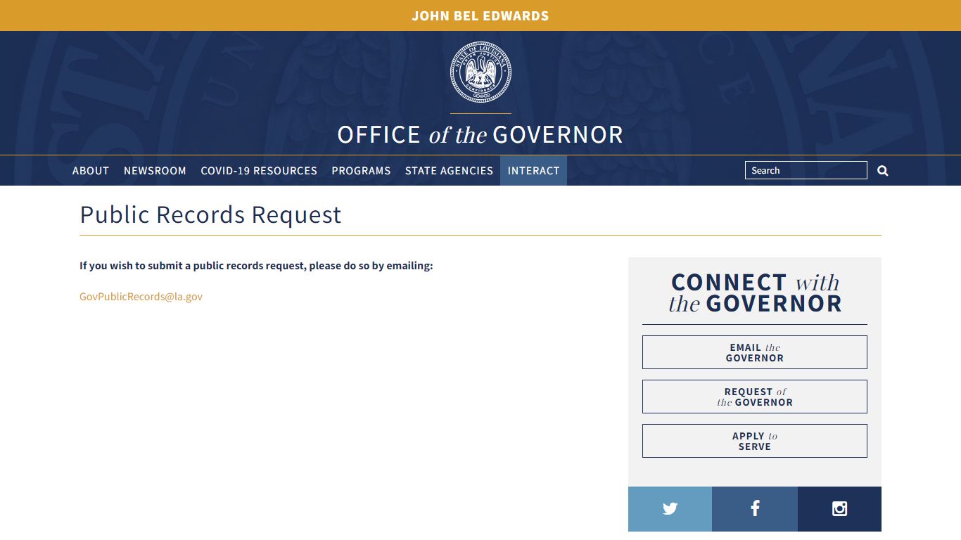 Public Records Request | Office of Governor John Bel Edwards